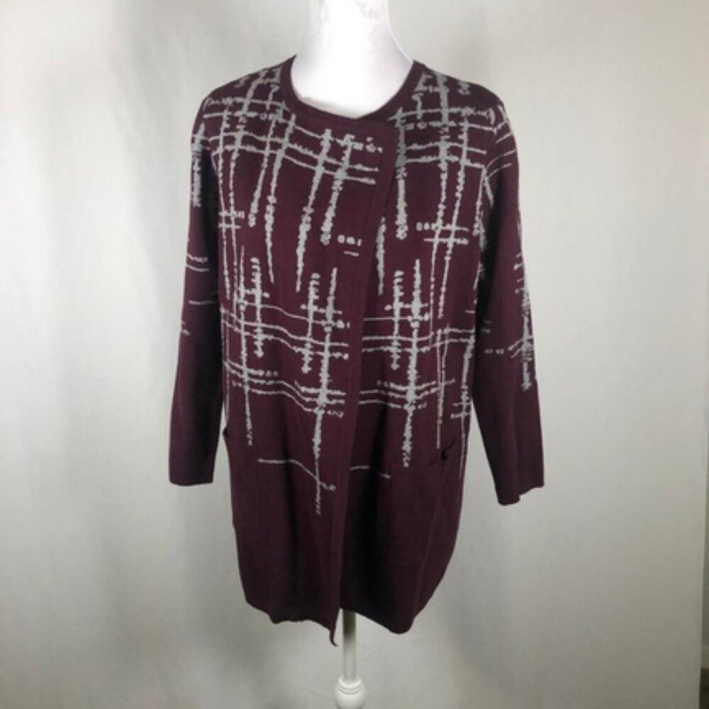 🧥 Avenue “Scarla” Coatigan – Plum & Charcoal | Size 14/16 - Picture 13 of 15